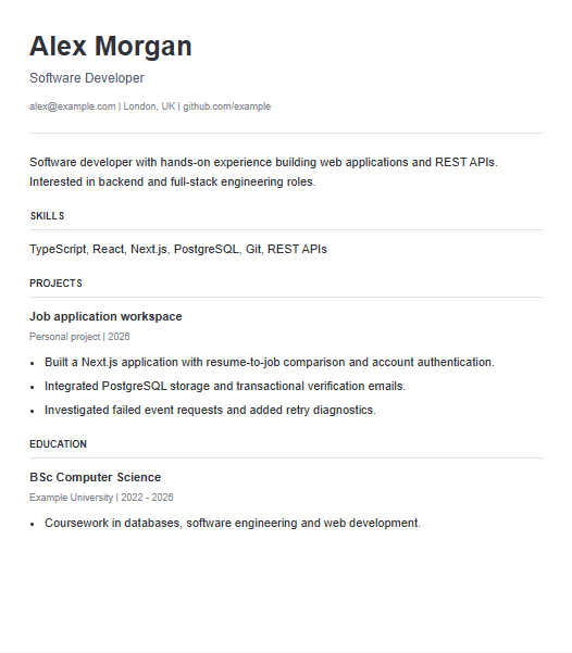 JobPilot compact resume template preview